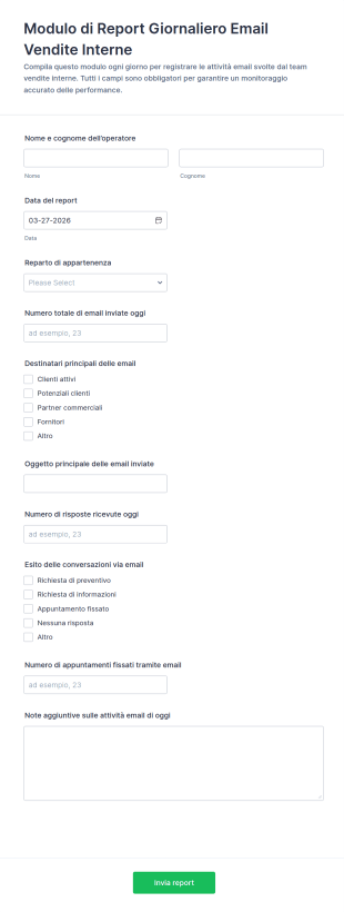 Modulo Di Report Giornaliero Email Vendite Interne