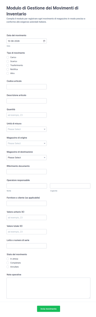 Modulo Di Report Movimentazione Inventario
