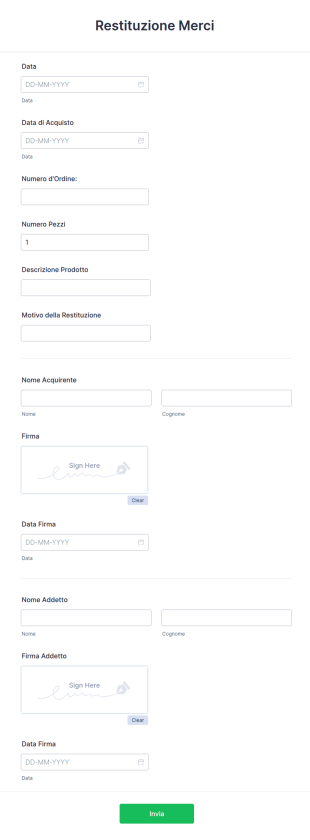 Modulo Di Restituzione Merci