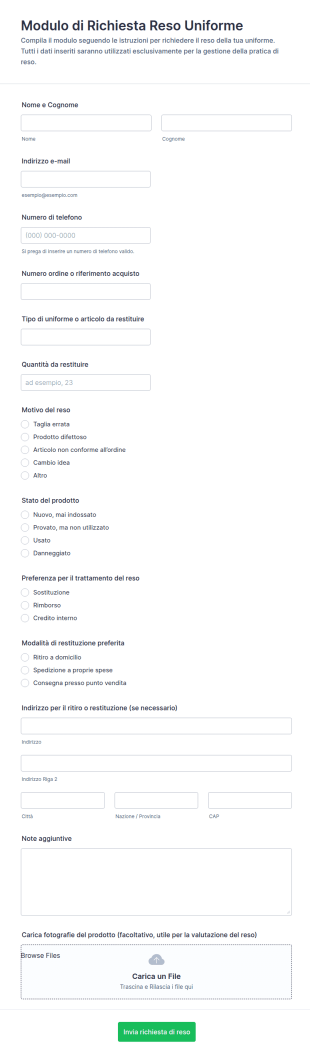 Modulo Di Restituzione Uniforme