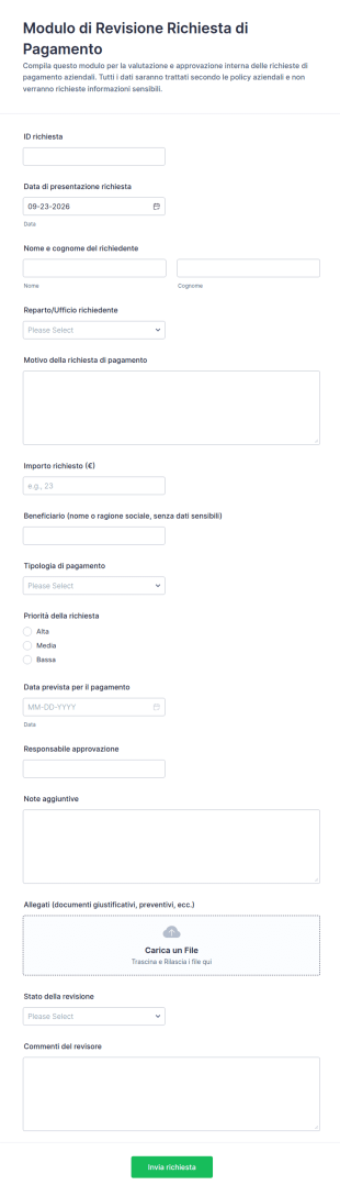 Modulo Di Revisione Approvazione Pagamenti
