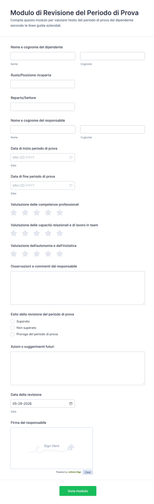 Modulo Di Revisione Del Periodo Di Prova