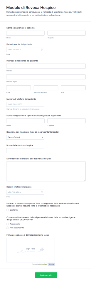 Modulo Di Revoca Hospice