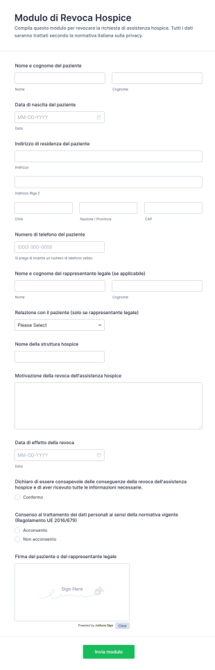 Modulo Di Revoca Hospice