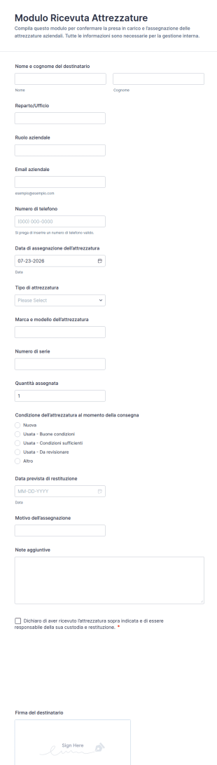 Modulo Di Ricezione Attrezzature