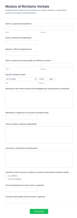 Modulo Di Richiamo Verbale