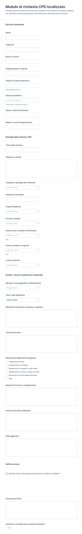 Modulo Di Richiesta Aggiornamento Formativo 📋