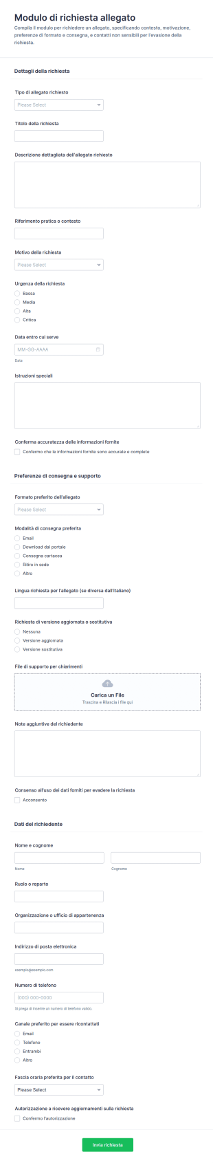 Modulo Di Richiesta Allegato