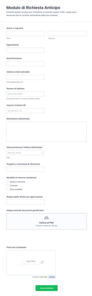 Modulo Di Richiesta Anticipo