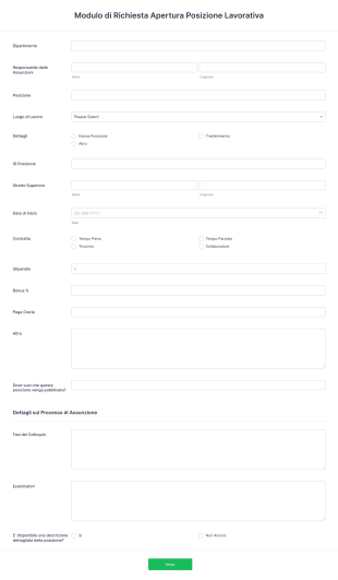 Modulo Di Richiesta Apertura Posizione Lavorativa Form Template