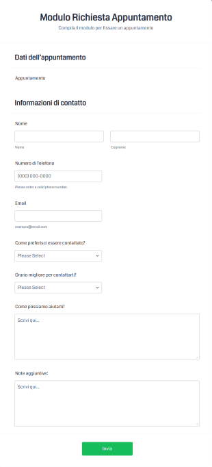 Modulo Di Richiesta Appuntamento Form Template