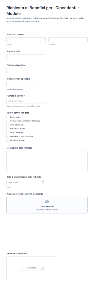 Modulo Di Richiesta Benefici Dipendenti