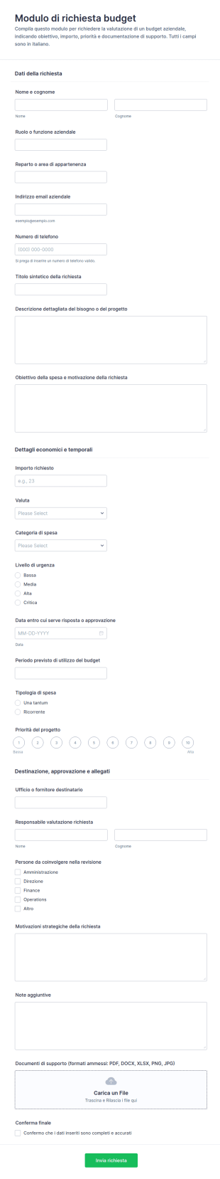 Modulo Di Richiesta Budget