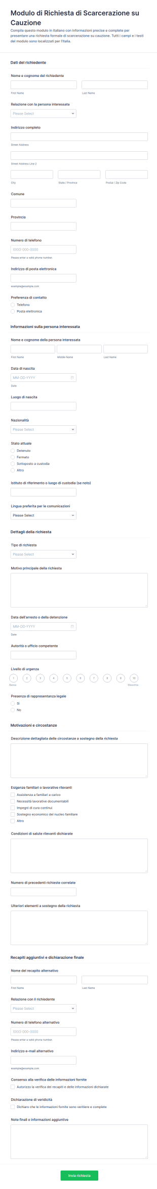 Modulo Di Richiesta Cauzione