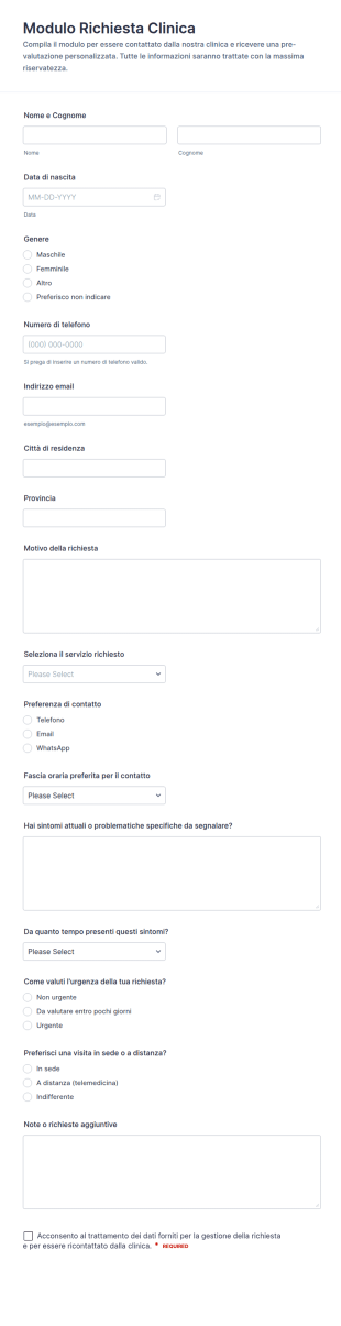 Modulo Di Richiesta Clinica