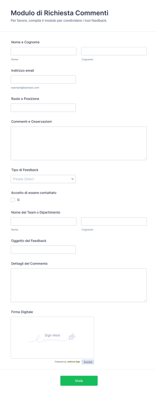 Modulo Di Richiesta Commenti