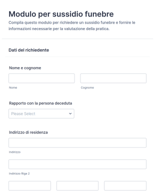 Modulo Di Richiesta Contributo Funerario