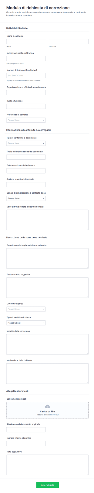 Modulo Di Richiesta Correzione