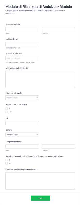 Modulo Di Richiesta Di Amicizia Modulo