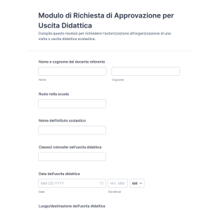 Modulo Di Richiesta Di Approvazione Per Uscita Didattica