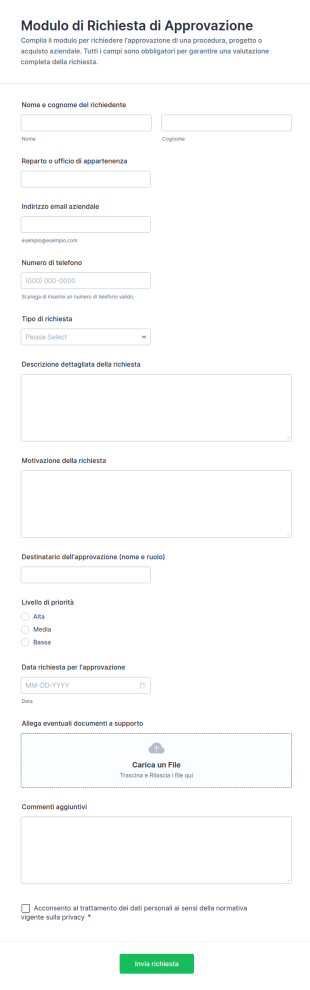 Modulo Di Richiesta Di Approvazione