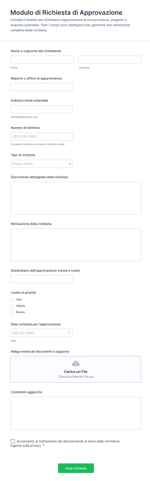 Modulo Di Richiesta Di Approvazione