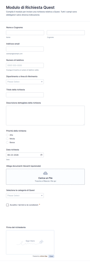 Modulo Di Richiesta Di Assegnazione