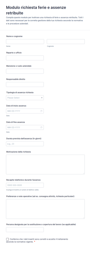 Modulo Di Richiesta Di Congedo Straordinario
