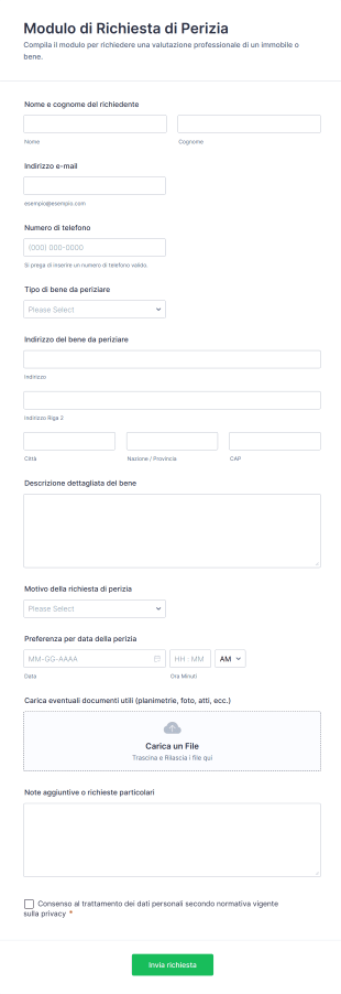 Modulo Di Richiesta Di Perizia