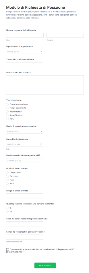 Modulo Di Richiesta Di Posizione