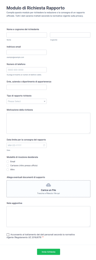 Modulo Di Richiesta Rapporto