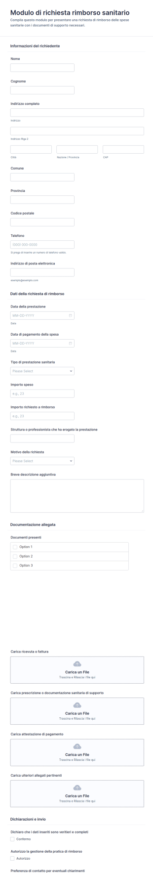 Modulo Di Richiesta Di Rimborso Sanitario