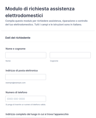 Modulo Di Richiesta Di Servizio Per Elettrodomestici