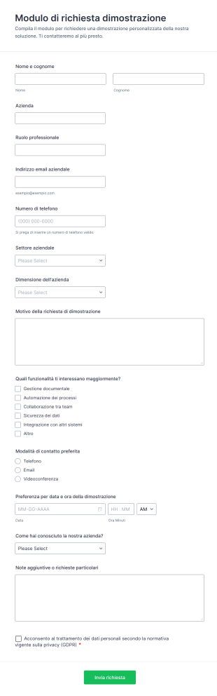 Modulo Di Richiesta Dimostrazione
