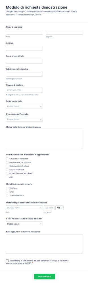Modulo Di Richiesta Dimostrazione