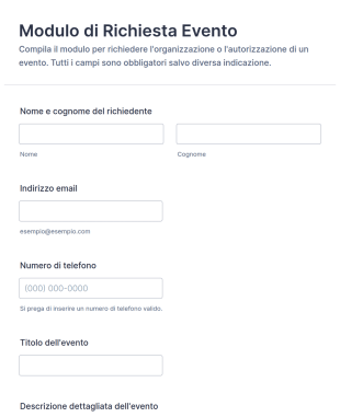 Modulo Di Richiesta Evento