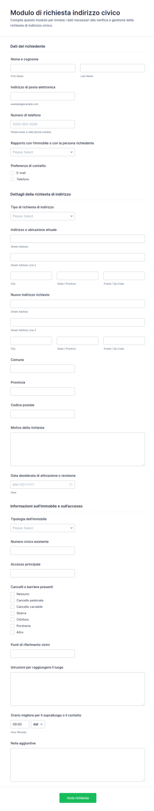 Modulo Di Richiesta Indirizzo Di Emergenza