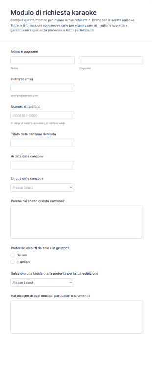 Modulo Di Richiesta Karaoke