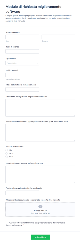 Modulo Di Richiesta Miglioramento Software