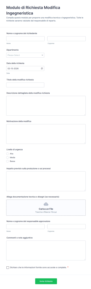Modulo Di Richiesta Modifica Ingegneristica
