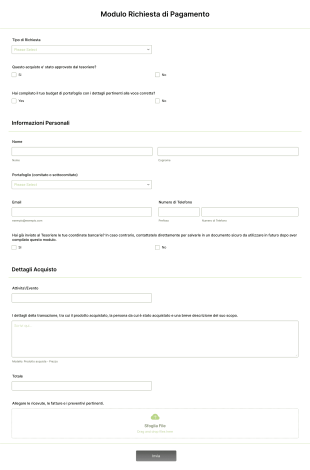 Modulo Di Richiesta Pagamento Form Template