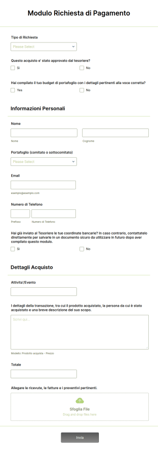 Modulo Di Richiesta Pagamento