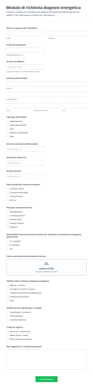 Modulo Di Richiesta Per Audit Energetico