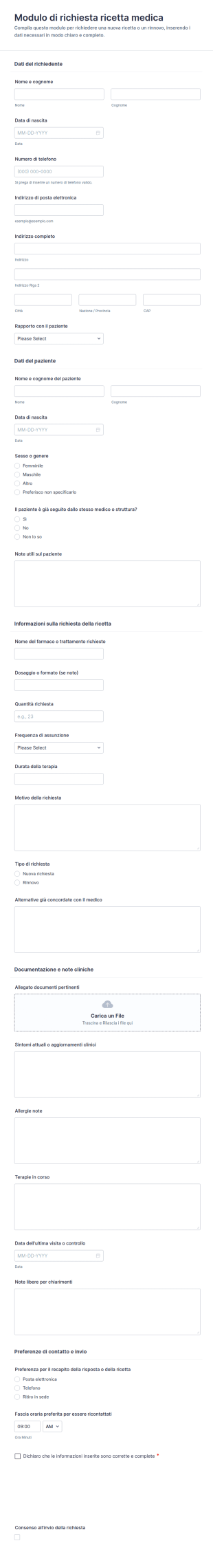 Modulo Di Richiesta Prescrizione