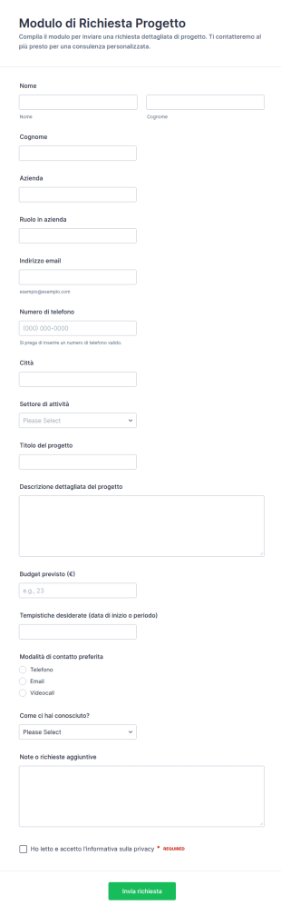 Modulo Di Richiesta Progetto