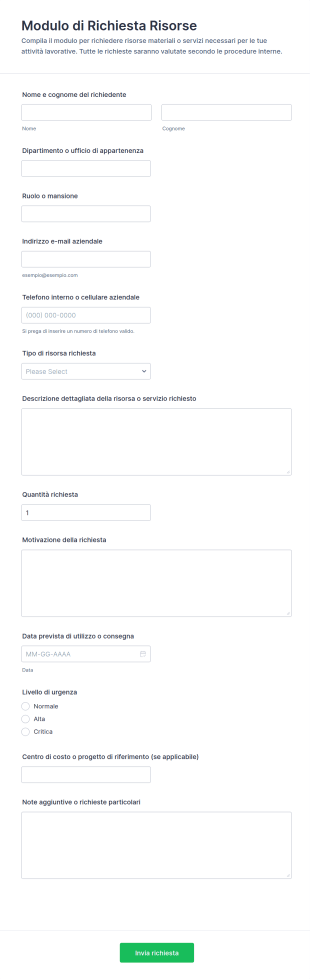 Modulo Di Richiesta Risorse