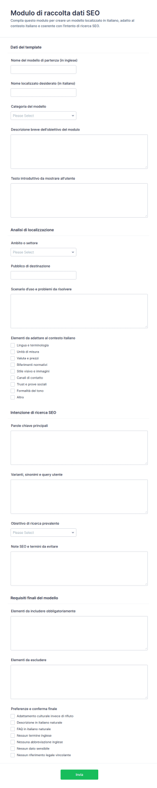 Modulo Di Richiesta SEO