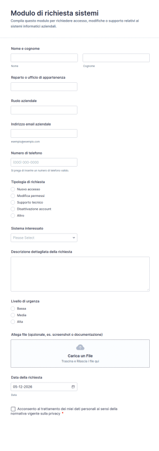 Modulo Di Richiesta Sistemi