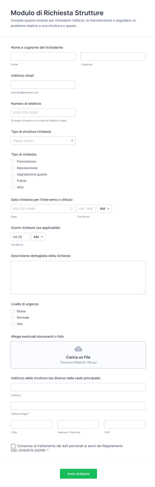 Modulo Di Richiesta Strutture