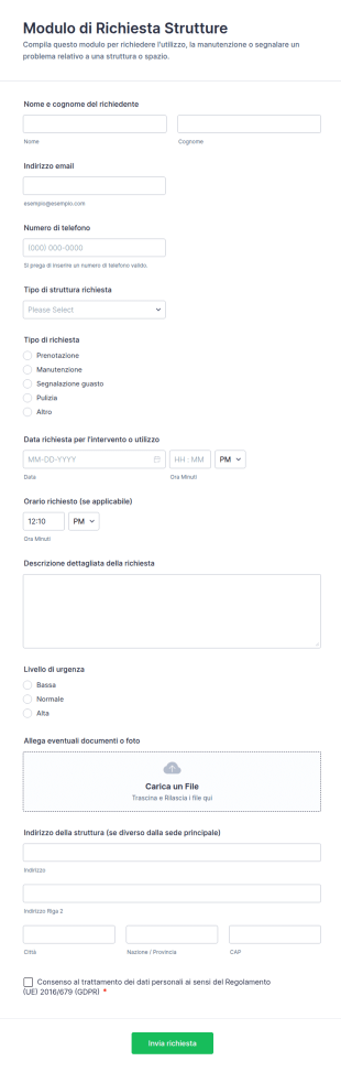Modulo Di Richiesta Strutture